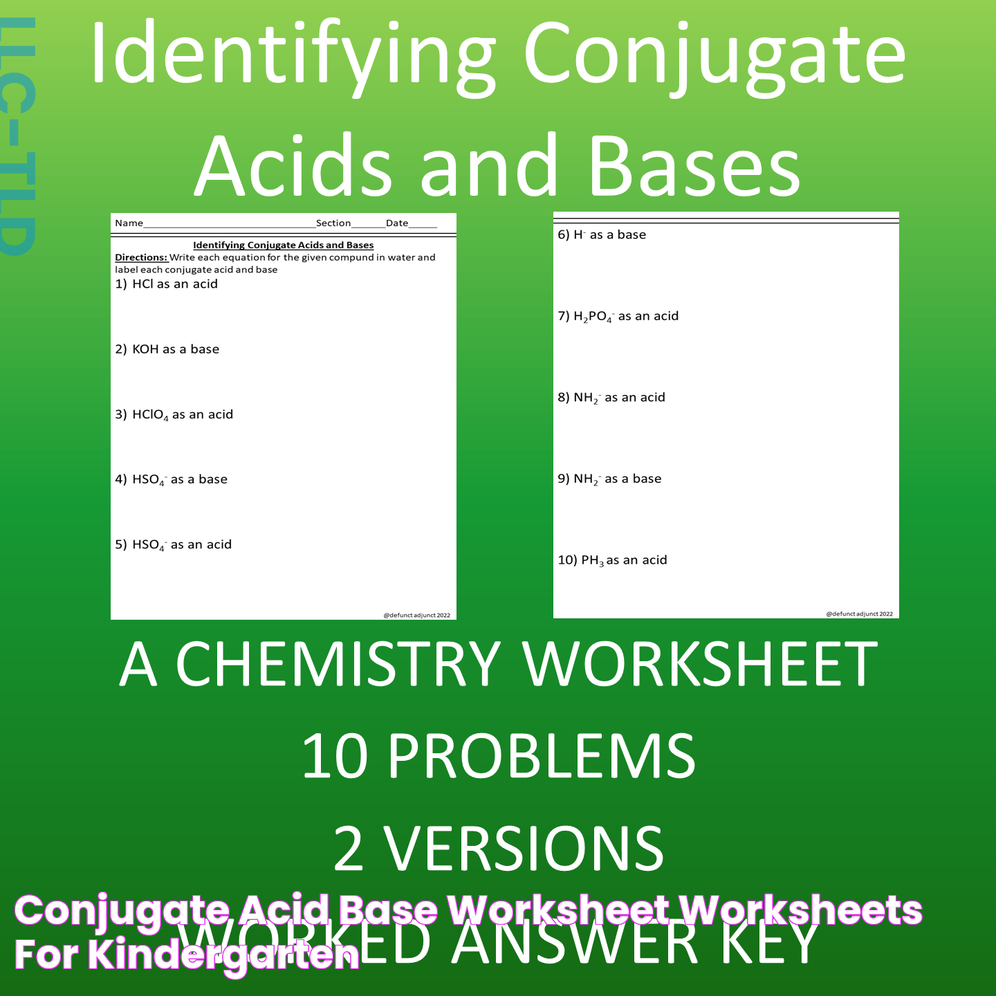 Conjugate Acid Base Worksheet Worksheets For Kindergarten