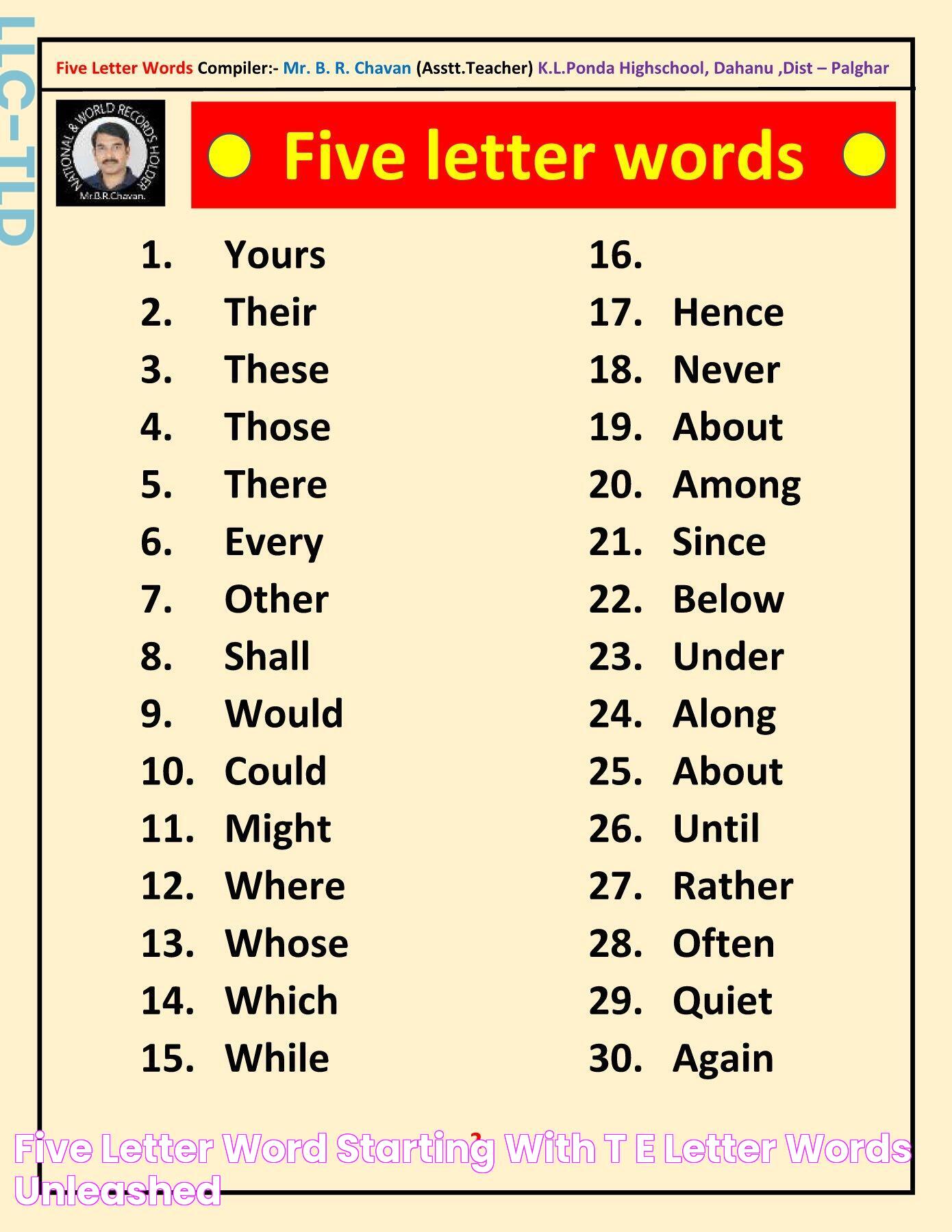 Five Letter Word Starting With T E Letter Words Unleashed