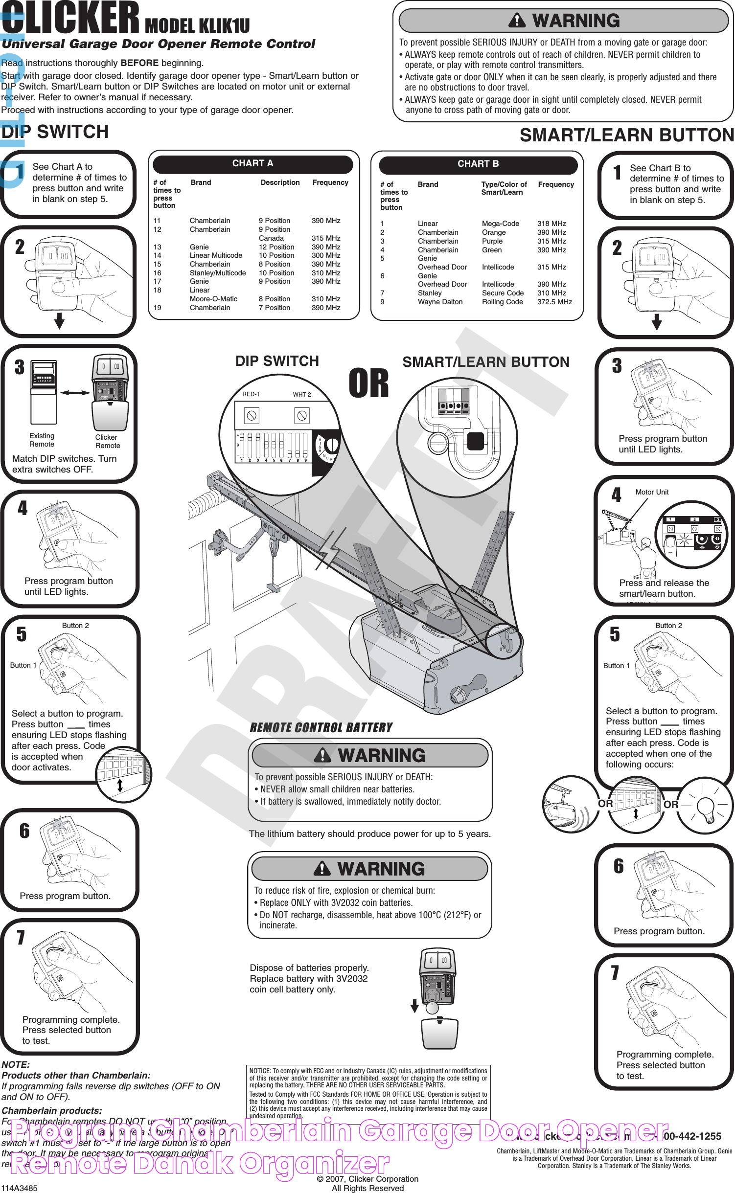 Program Chamberlain Garage Door Opener Remote Dandk Organizer