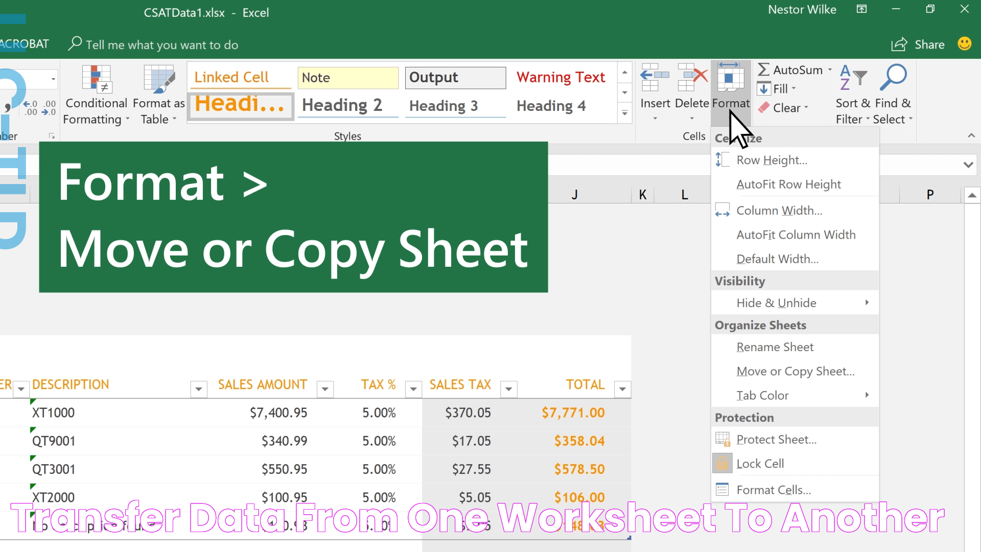 Transfer Data From One Worksheet To Another