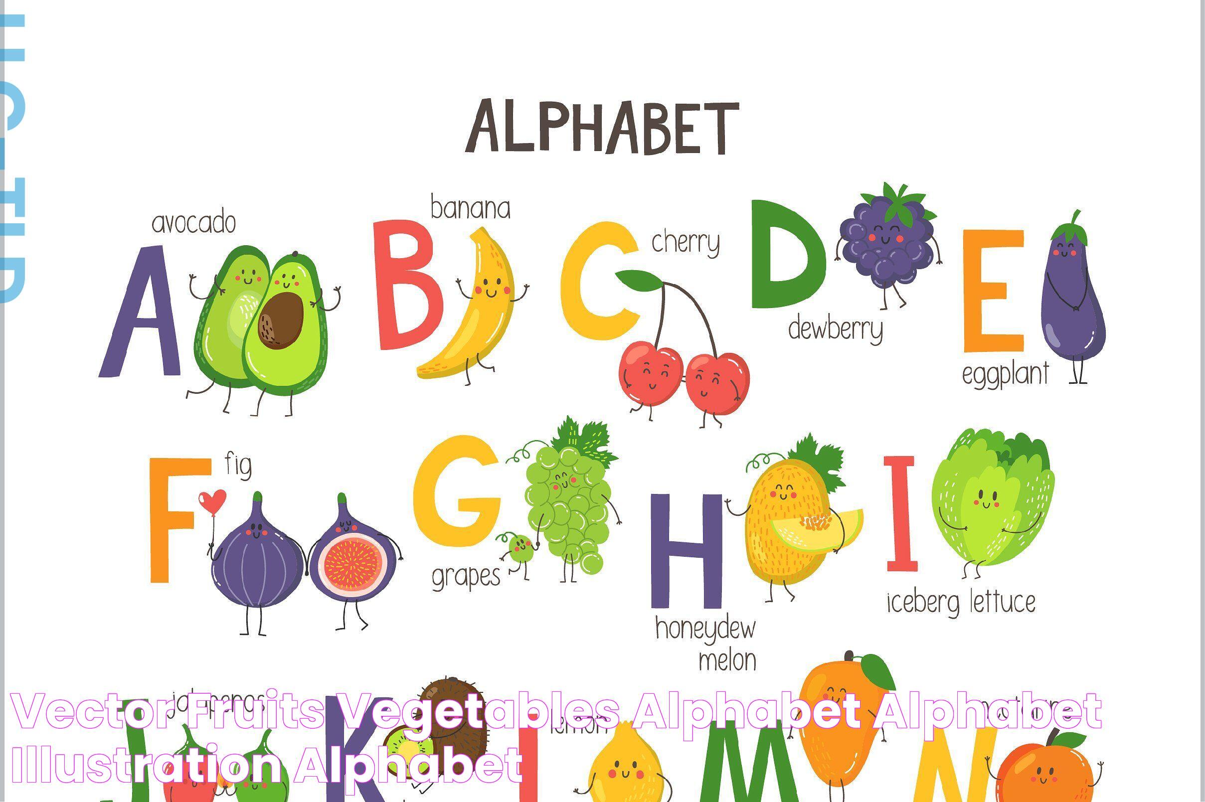 Vector fruits & vegetables Alphabet Alphabet illustration, Alphabet