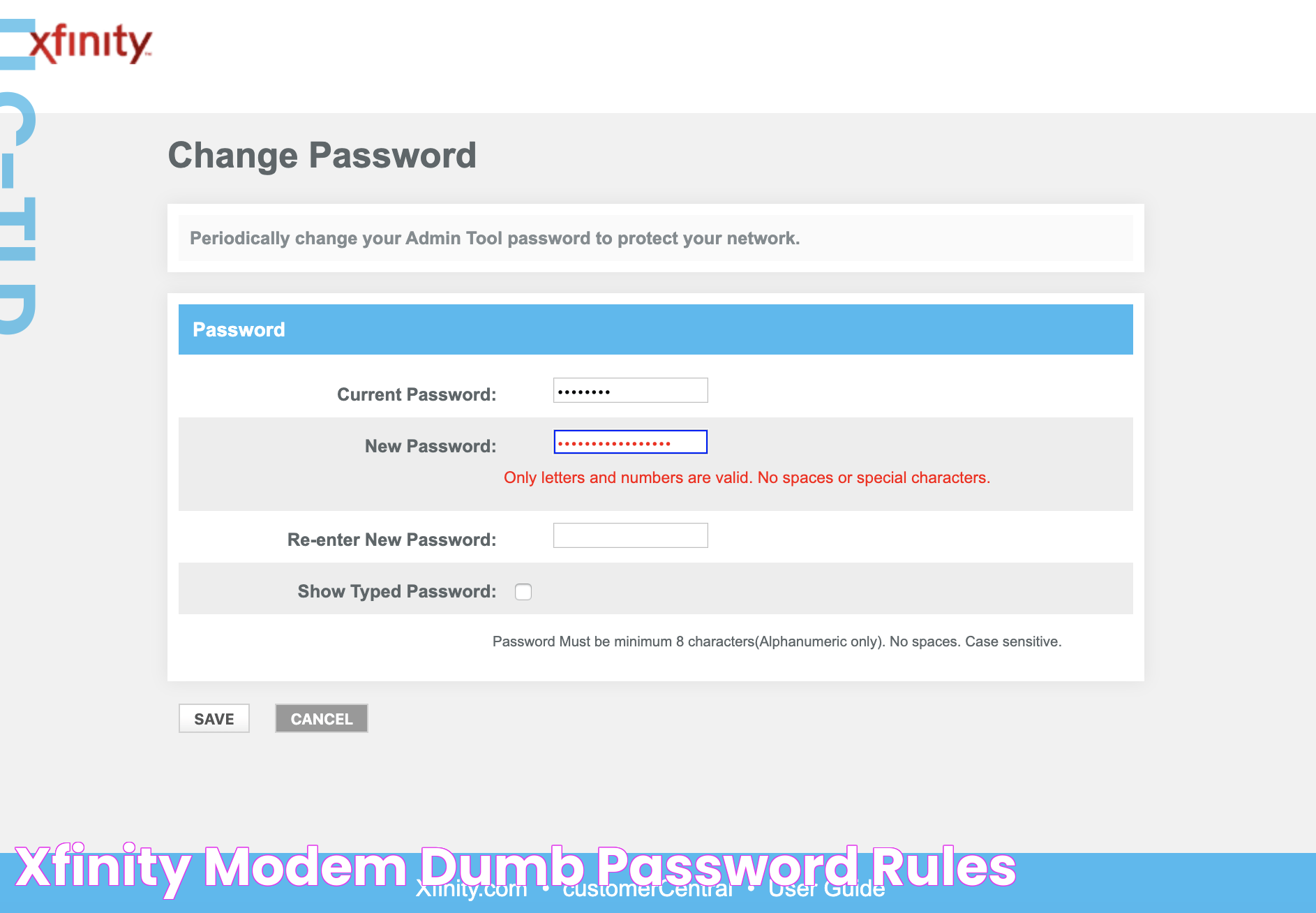 Xfinity Modem Dumb Password Rules