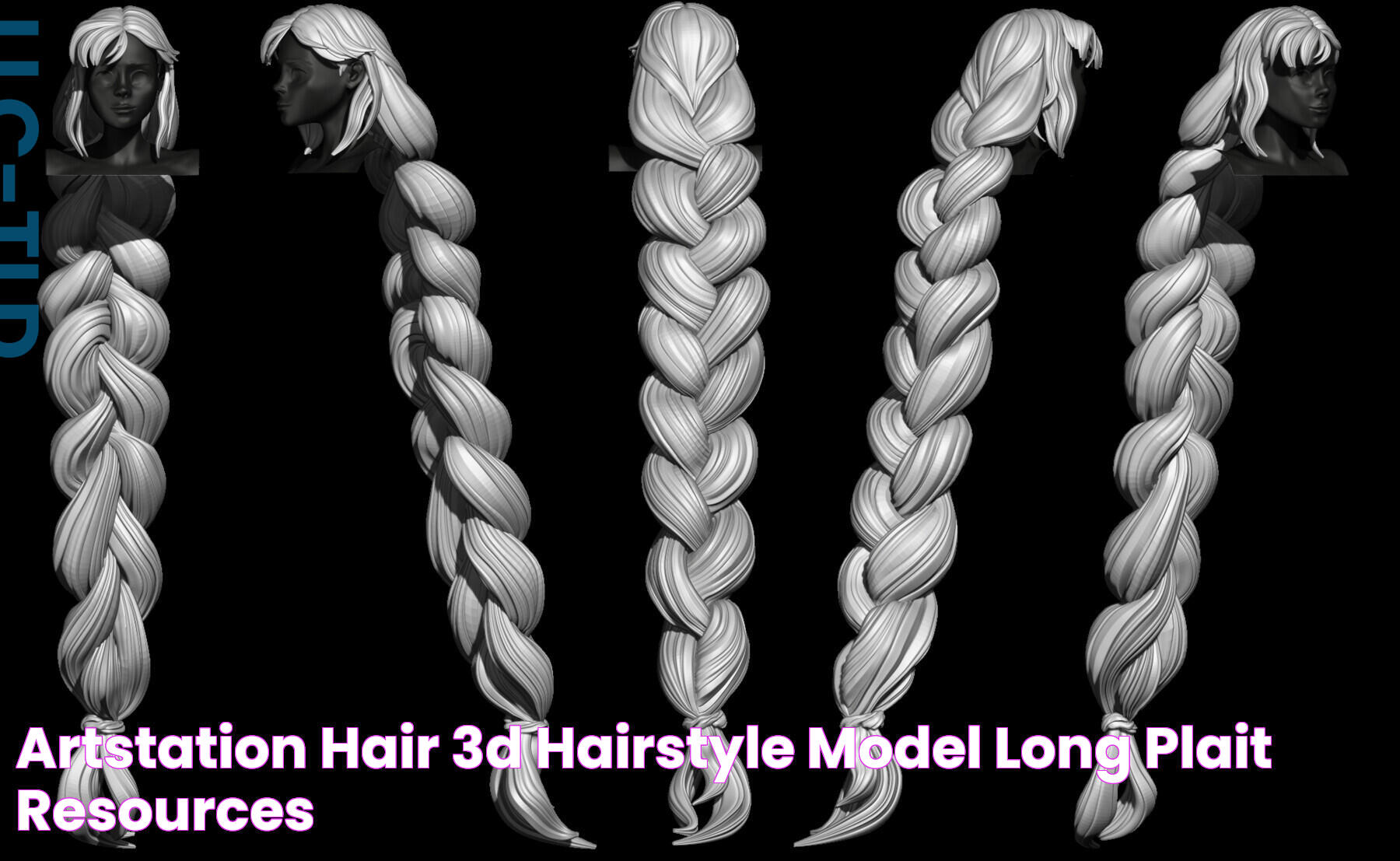 ArtStation Hair 3D Hairstyle Model Long Plait Resources