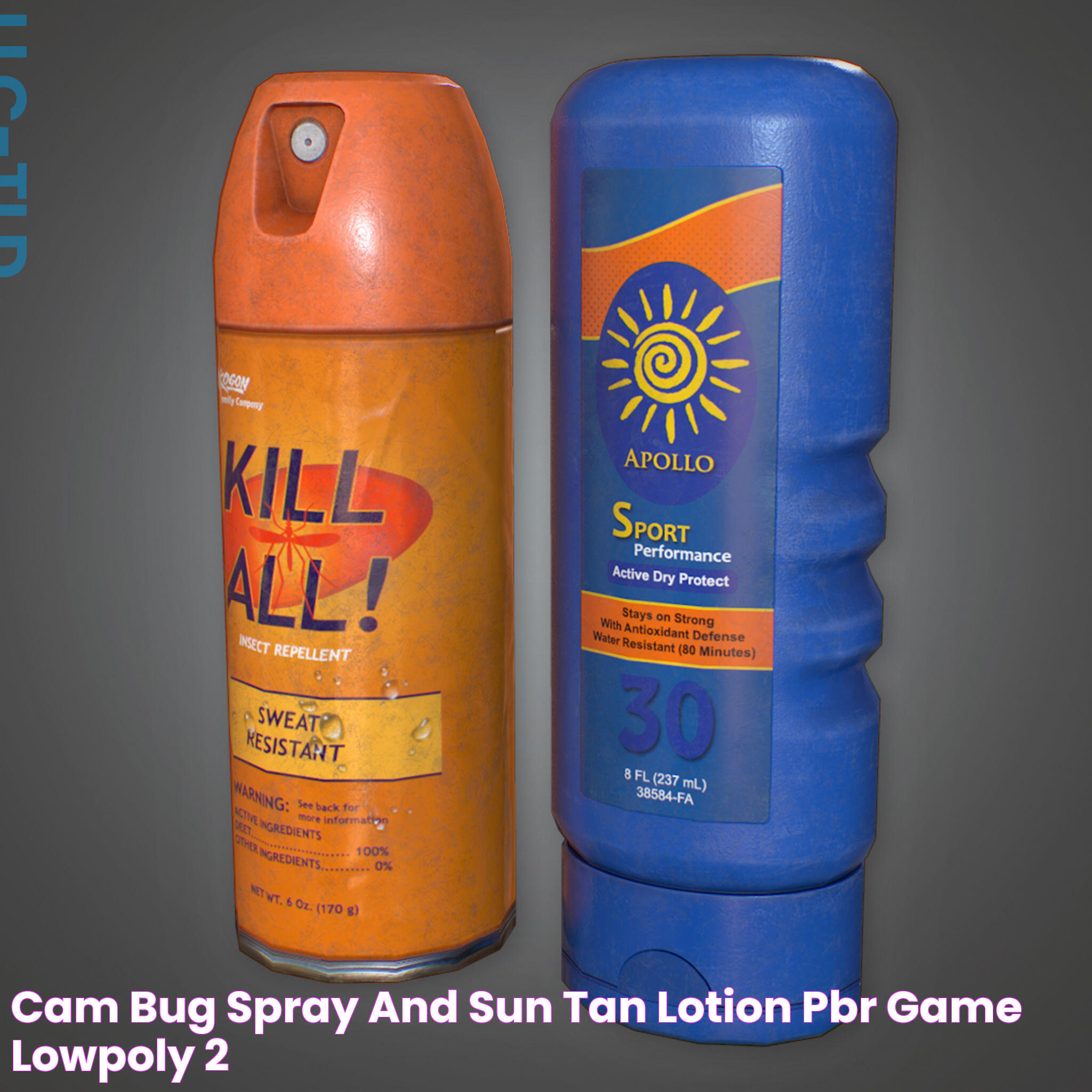 CAM Bug Spray and Sun Tan Lotion PBR Game lowpoly 2