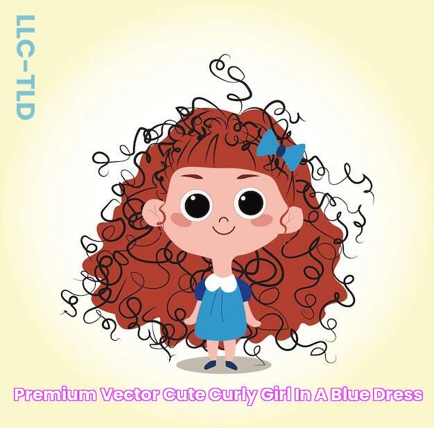 Premium Vector Cute curly girl in a blue dress