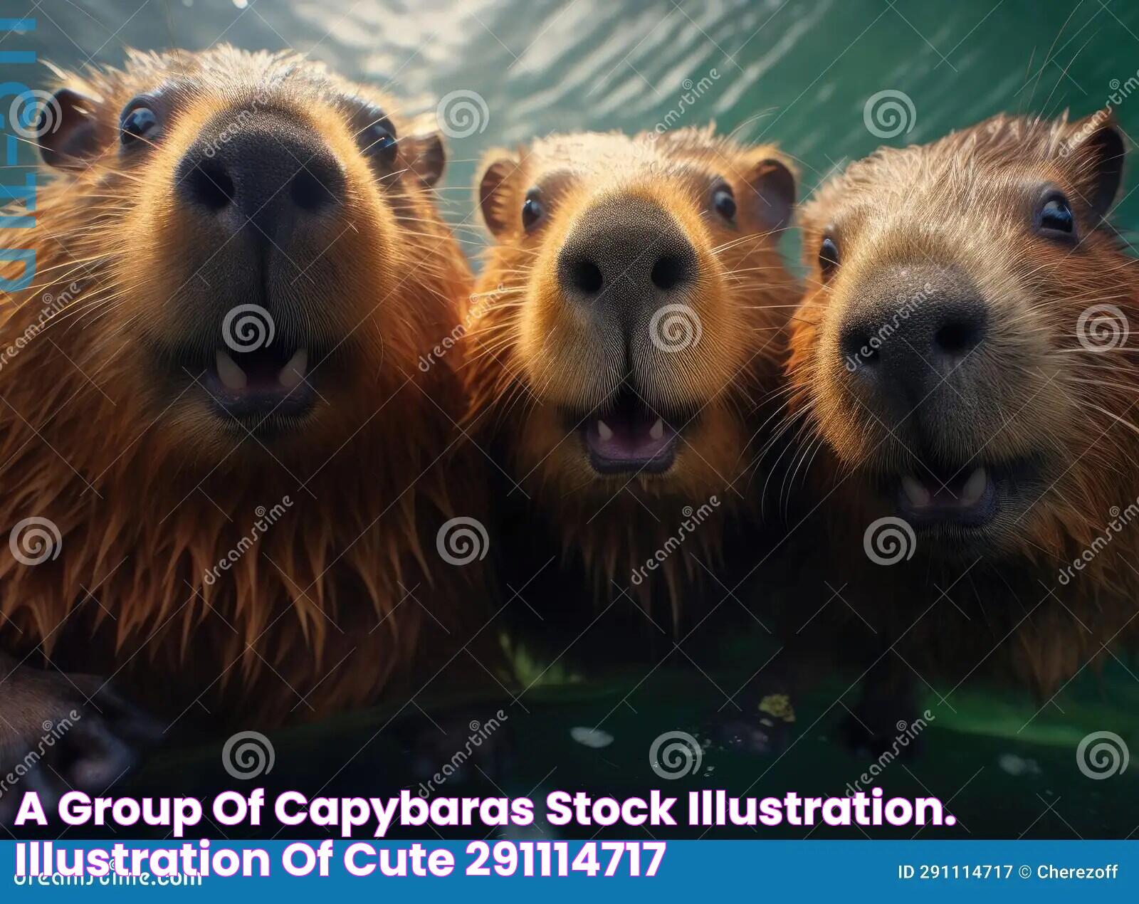 A group of capybaras stock illustration. Illustration of cute 291114717