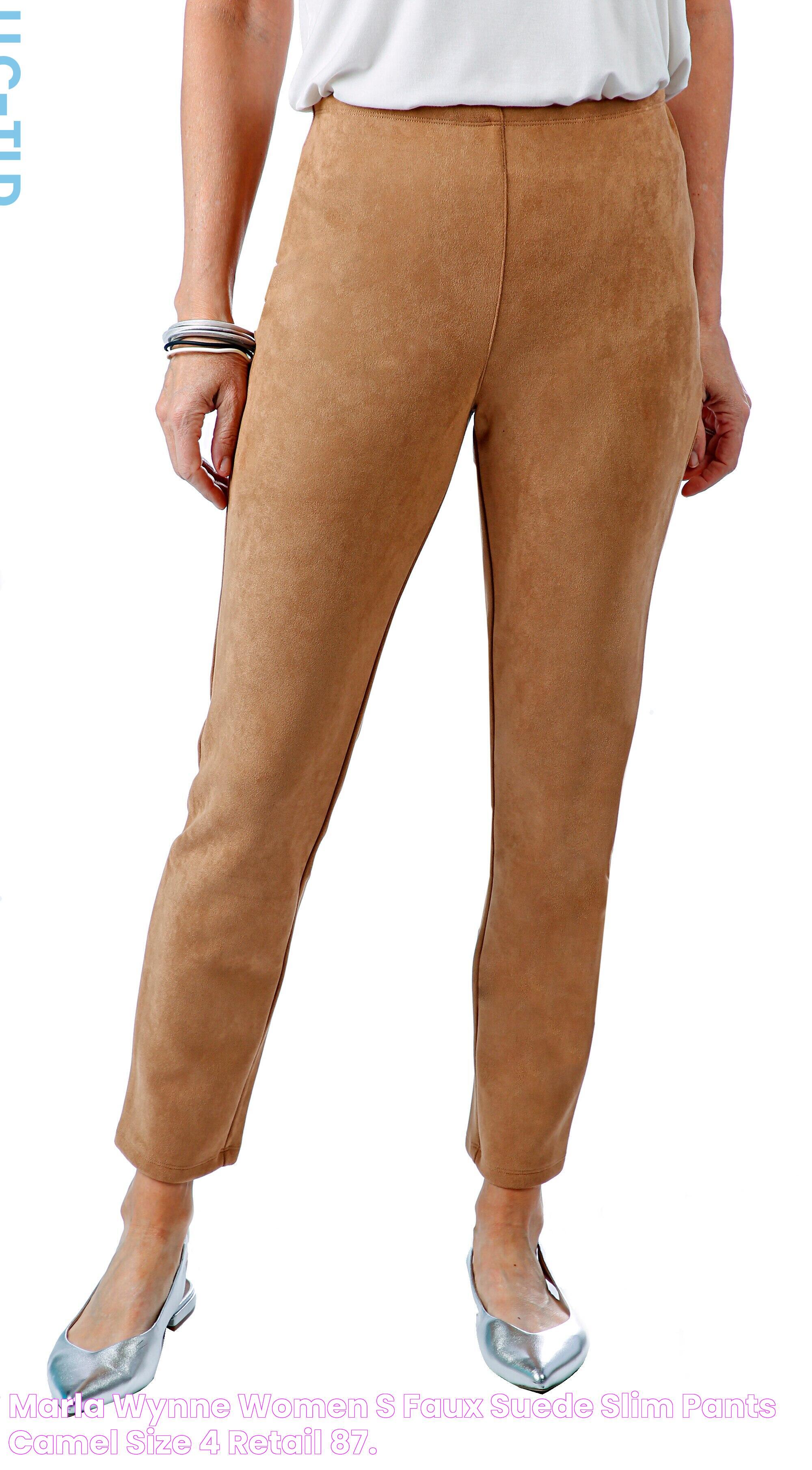 Marla Wynne Women's Faux Suede Slim Pants, Camel, Size 4, Retail 87.