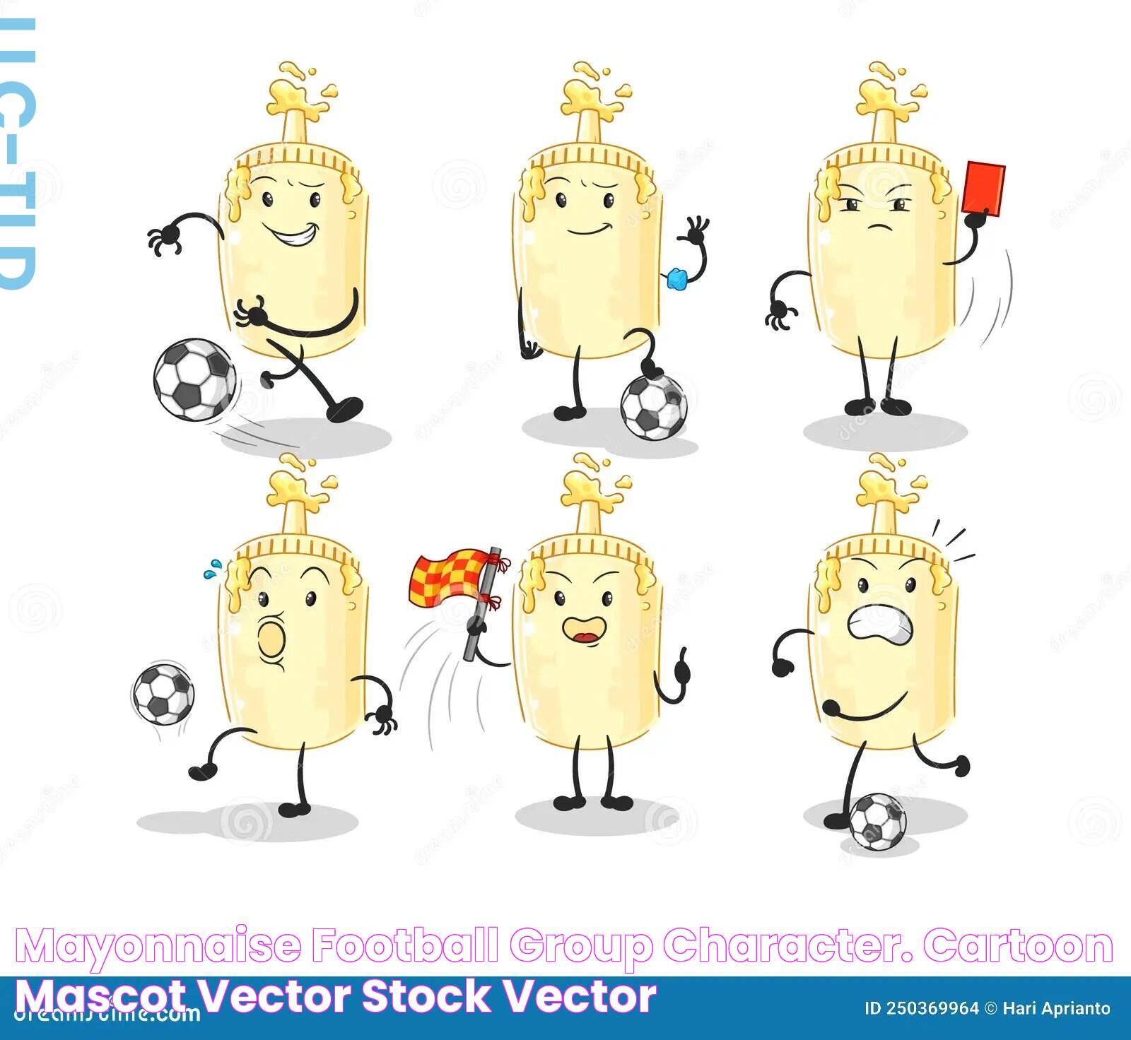 Mayonnaise Football Group Character. Cartoon Mascot Vector Stock Vector