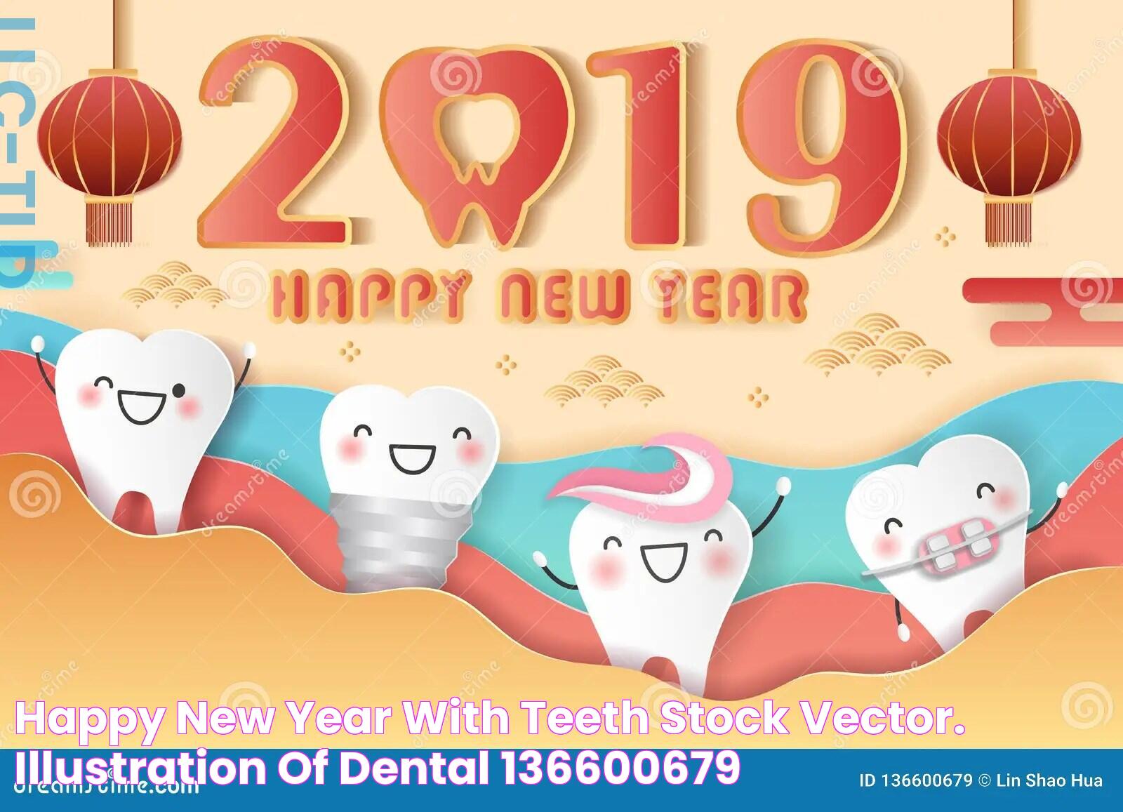 Happy new year with teeth stock vector. Illustration of dental 136600679