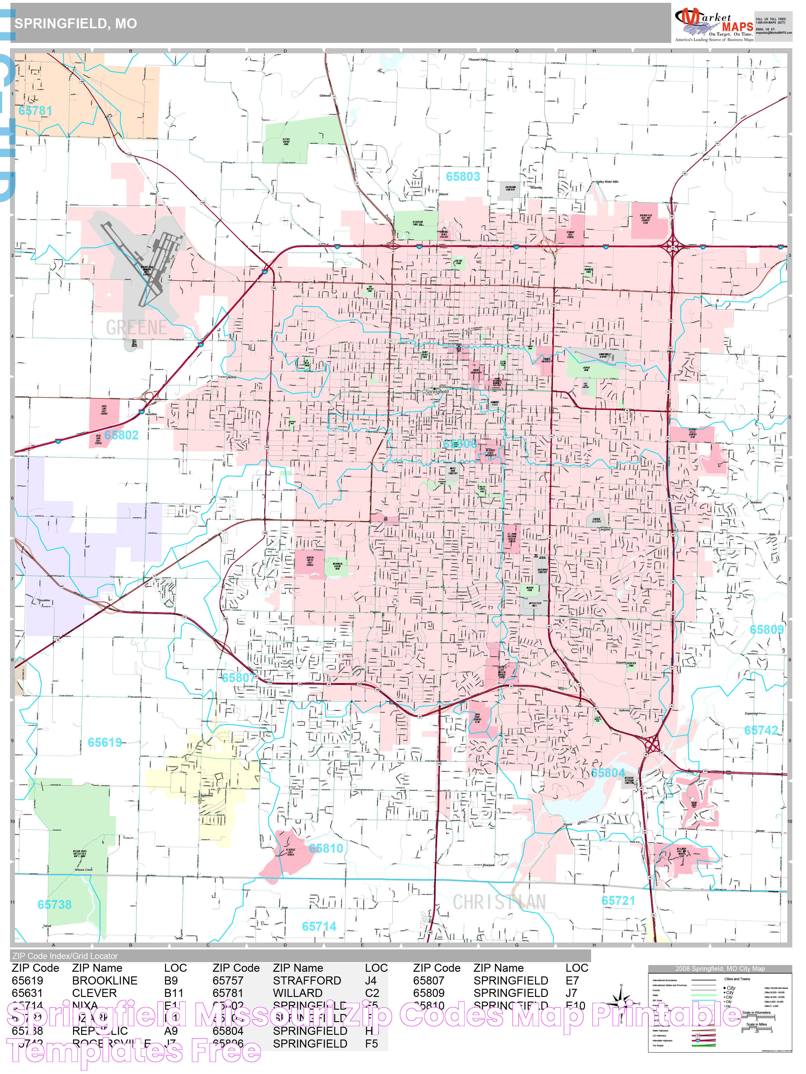 Springfield Missouri Zip Codes Map Printable Templates Free